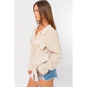 LE LIS  Waffle Knit Shirt/Jacket Tan  Front Pockets  NEW Women's Size Small